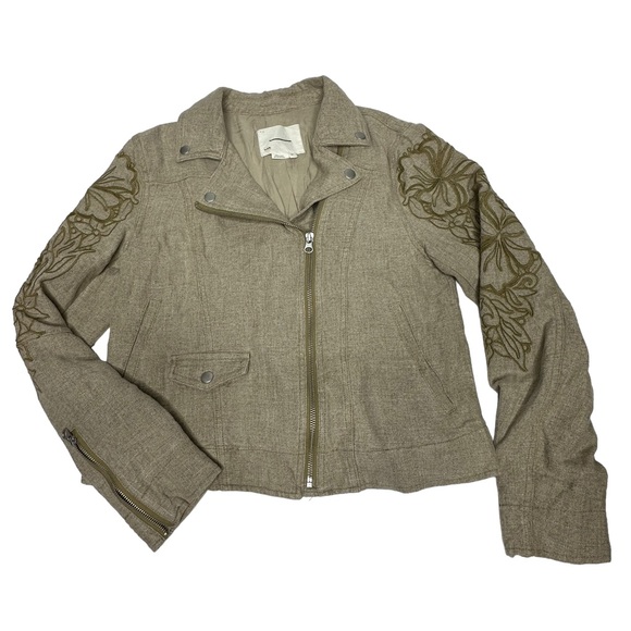 NWT Anthropologie Tessa Embroidered Boyfriend Jacket tan xs - Picture 12 of 16
